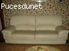 BEAU CANAPE FIXE EN CUIR BEIGE CLAIR