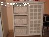 meuble avec panier en rotin